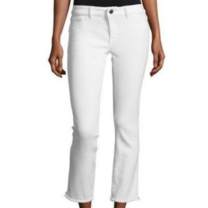 DL1961 Mara Ankle high Rise Raw Hem White Jeans Size 27.